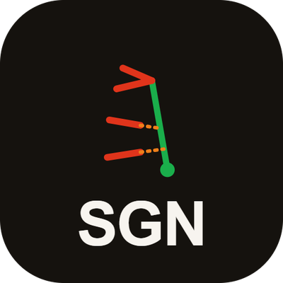 Suspension Geometry Ninja app icon — a stylized suspension linkage over the letters SGN